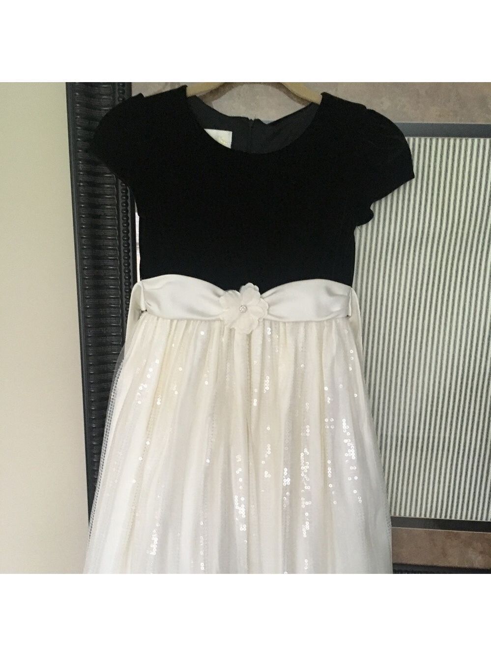 Cinderella Dress Flower Girl Black Velvet Tulle Skirt Sequin